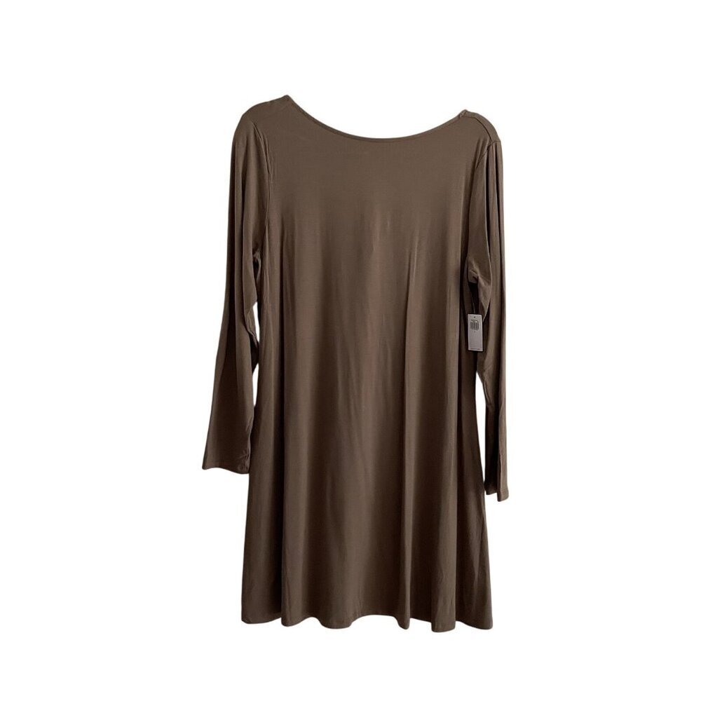 Old Navy Women L Brown Jersey Knit Scoop Back Long Sleeve Mini Swing Dress NWT - Picture 3 of 13